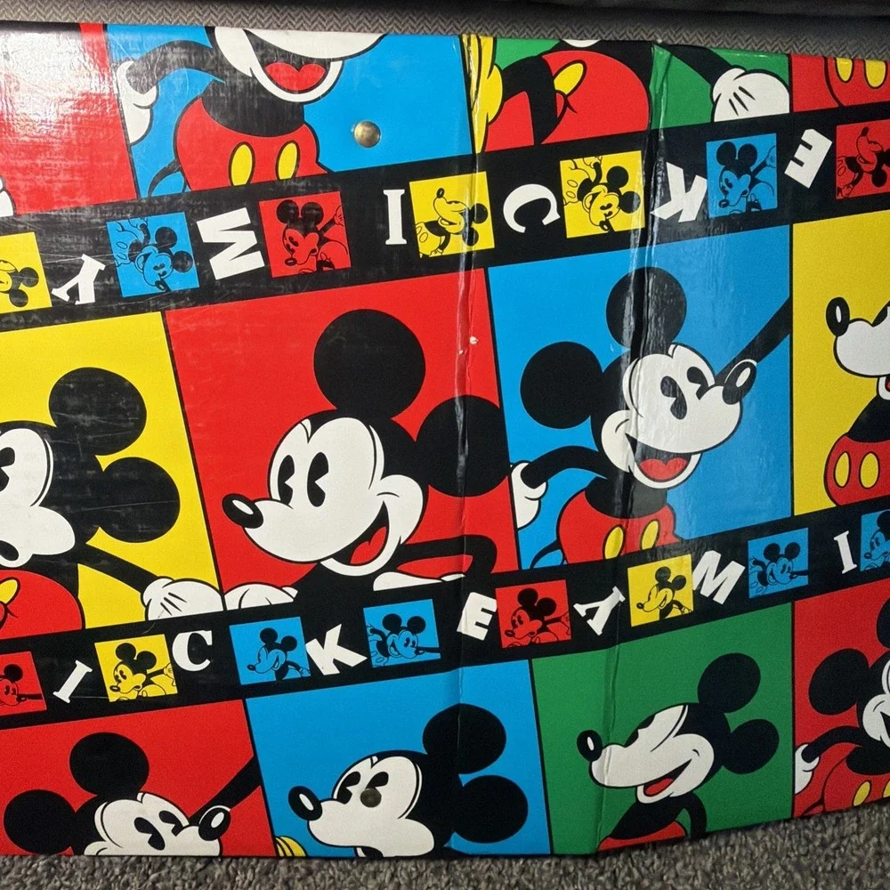 Vintage 1990s Disney Mickey Mouse School 3 Ring Hard Binder Photo Album 10.5x12